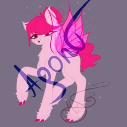 Size: 838x838 | Tagged: safe, artist:nel_liddell, oc, oc only, species:pony, g4, blep, butterfly wings, claws, signature, solo, tongue out, wings