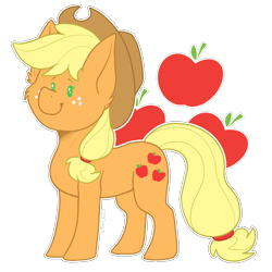 Size: 800x800 | Tagged: safe, artist:sursiq, character:applejack, species:earth pony, species:pony, g4, cheek fluff, chibi, colored lineart, cute, cutie mark, ear fluff, female, fullbody, jackabetes, simple background, solo, transparent background