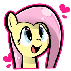 Size: 768x768 | Tagged: safe, artist:tomizawa96, character:fluttershy, species:pegasus, species:pony, g4, bust, cute, female, floating heart, heart, open mouth, portrait, shyabetes, simple background, solo, white background