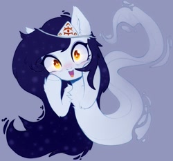 Size: 1953x1819 | Tagged: safe, artist:astralblues, oc, species:pony, g4, blushing, cheeks, cute, ear fluff, female, fluffy, gasp, gasping, ghost, ghost pony, happy, mare, original species, shy, solo, undead, youkai