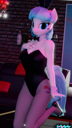 Size: 2160x3840 | Tagged: safe, artist:whackysquire, character:coco pommel, species:anthro, species:plantigrade anthro, g4, 3d, breasts, bunny suit, busty coco pommel, clothing, female, fishnets, hand on chest, high heels, looking at you, shoes, solo
