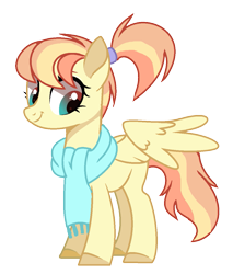 Size: 1009x1183 | Tagged: safe, artist:venomous-cookietwt, oc, oc only, parent:aunt holiday, parent:auntie lofty, parents:lofty day, species:pegasus, species:pony, g4, clothing, female, magical lesbian spawn, mare, offspring, scarf, simple background, solo, transparent background