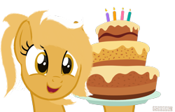 Size: 2348x1500 | Tagged: safe, artist:ponyrailartist, oc, oc only, oc:mareota, oc:oulie mareota, species:pegasus, species:pony, g4, cake, food, open mouth, simple background, transparent background, watermark