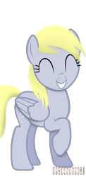 Size: 965x1984 | Tagged: safe, artist:ponyrailartist, character:derpy hooves, species:pegasus, species:pony, g4, eyes closed, simple background, smiling, transparent background, watermark