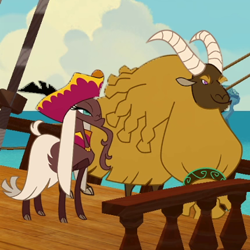 Size: 430x430 | Tagged: safe, artist:lindsay towns, artist:mane6, community related, screencap, species:goat, them's fightin' herds, g4, background character, pirate