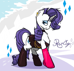 Size: 1528x1456 | Tagged: safe, artist:sallycars, character:rarity, species:pony, species:unicorn, g4, clothing, ear piercing, mspaintponies, piercing, solo