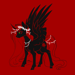 Size: 2607x2607 | Tagged: safe, artist:flaming-trash-can, oc, oc:void, species:alicorn, species:pony, g4, red background, simple background, solo