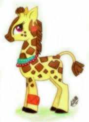 Size: 349x480 | Tagged: safe, artist:peachpalette, giraffe, heart, necklace, pencil drawing, traditional art