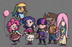 Size: 1500x977 | Tagged: safe, artist:dalapony, character:applejack, character:fluttershy, character:pinkie pie, character:rainbow dash, character:rarity, character:twilight sparkle, species:human, clothing, dress, humanized, nintendo, skirt, style emulation, the legend of zelda, the legend of zelda: the wind waker