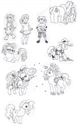 Size: 700x1101 | Tagged: safe, artist:muura, character:apple bloom, character:applejack, character:big mcintosh, character:fluttershy, character:rarity, character:sapphire shores, character:scootaloo, character:sweetie belle, species:pegasus, species:pony, ship:fluttermac, cutie mark crusaders, female, humanized, male, monochrome, shipping, straight
