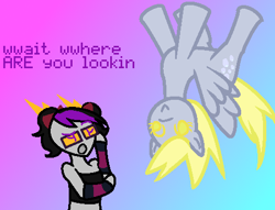 Size: 479x366 | Tagged: safe, artist:voltrathelively, character:derpy hooves, species:pegasus, species:pony, crossdressing, crossover, eridan ampora, female, gradient background, homestuck, march eridan, mare