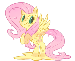 Size: 691x562 | Tagged: safe, artist:reuniclus, character:fluttershy, female, flutterbutter, goo pony, original species, simple background, slime, solo, transparent background