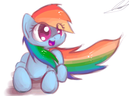 Size: 500x373 | Tagged: safe, artist:strangemoose, edit, character:rainbow dash, species:pegasus, species:pony, animated, dashface, dashstorm, egg, female, hatching, mare, multeity, not salmon, open mouth, prone, simple background, smiling, so awesome, starry eyes, wat, white background, wingding eyes