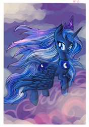Size: 1200x1700 | Tagged: safe, artist:renaifoxi, character:princess luna, female, flying, solo