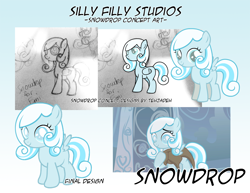 Size: 1500x1159 | Tagged: safe, artist:tehjadeh, oc, oc only, oc:snowdrop, concept art, snowdrop (animation), solo