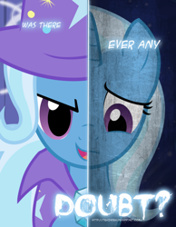 Size: 600x773 | Tagged: safe, artist:tehjadeh, character:trixie, two sided posters