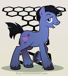 Size: 448x504 | Tagged: safe, artist:lissystrata, species:earth pony, species:pony, g4, abstract background, bisexuality, crossover, doctor who, jack harkness, john barrowman, male, photoshop, ponified, solo, stallion, torchwood, unshorn fetlocks