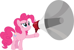 Size: 10001x6802 | Tagged: safe, artist:emedina13, character:pinkie pie, absurd resolution, megaphone, simple background, transparent background, vector, xk-class end-of-the-world scenario