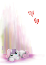 Size: 752x1063 | Tagged: dead source, safe, artist:sweeterwho, character:sweetie belle, crying, female, heart, sad, solo