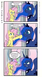 Size: 2718x5000 | Tagged: safe, artist:vicse, character:fluttershy, character:princess luna, species:alicorn, species:pegasus, species:pony, g4, comic, crown, dialogue, female, hoof hold, jewelry, mare, mouth hold, mundane utility, necklace, peytral, phone, regalia, speech bubble, spread wings, text, three quarter view, wings