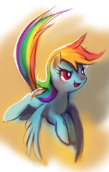 Size: 757x1200 | Tagged: safe, artist:purplekecleon, character:rainbow dash, female, flying, solo