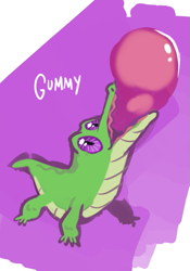 Size: 547x782 | Tagged: safe, artist:purplekecleon, character:gummy, balloon