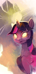 Size: 630x1280 | Tagged: safe, artist:purplekecleon, character:twilight sparkle, female, glowing eyes, magic, solo