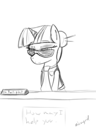 Size: 600x800 | Tagged: safe, artist:microgrid, character:twilight sparkle, glasses, sketch