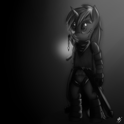 Size: 1280x1280 | Tagged: safe, artist:microgrid, character:dinky hooves, armor, warrior