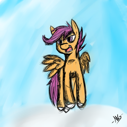 Size: 1280x1280 | Tagged: safe, artist:microgrid, character:scootaloo, species:pegasus, species:pony, cloud, cloudy