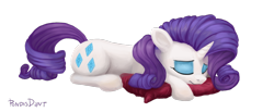 Size: 1280x528 | Tagged: safe, artist:kaermter, character:rarity, species:pony, species:unicorn, female, lineless, pillow, prone, simple background, sleeping, solo, transparent background