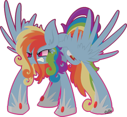 Size: 1015x933 | Tagged: safe, artist:cuttycommando, character:nightmare rainbow dash, character:rainbow dash, angry, corrupted, female, nightmare, nightmarified, seven deadly sins, sloth, solo, spread wings, wings