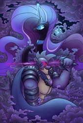 Size: 818x1200 | Tagged: safe, artist:celestiathegreatest, character:nightmare rarity, character:rarity, character:spike, ship:sparity, bad end, beefspike, female, male, nightmare sparity, nightmare spike, shipping, straight