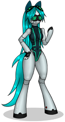 Size: 656x1220 | Tagged: safe, artist:funkybacon, oc, oc only, oc:cloudsmasher, species:anthro, species:unguligrade anthro, anthro oc, robot, simple background, solo, transparent background