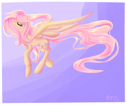 Size: 804x662 | Tagged: safe, artist:renaifoxi, character:fluttershy, species:pegasus, species:pony, eyes closed, female, flying, mare, open mouth, solo, spread wings, wings