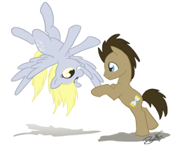Size: 1330x1102 | Tagged: safe, artist:dawnallies, character:derpy hooves, character:doctor whooves, character:time turner, species:pegasus, species:pony, ship:doctorderpy, cute, female, male, mare, shipping, straight, upside down