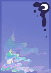 Size: 868x1228 | Tagged: safe, artist:dawnallies, character:princess celestia, species:alicorn, species:pony, big crown thingy, crescent moon, cutie mark, ethereal mane, jewelry, looking up, moon, regalia, simple background, zoom layer