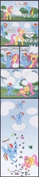 Size: 750x3360 | Tagged: safe, artist:miradge, character:fluttershy, character:rainbow dash, comic, dialogue, fourth wall, parasprite, speech bubble
