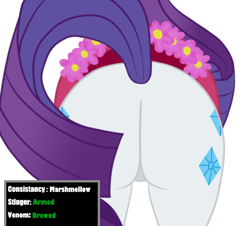 Size: 550x498 | Tagged: safe, artist:bsting, edit, character:rarity, species:pony, species:unicorn, butt, butt only, close-up, cropped, female, flower, mare, plot, rearity, solo