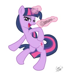 Size: 660x743 | Tagged: safe, artist:ceehoff, character:twilight sparkle, species:pony, bedroom eyes, female, magic, mare, microphone