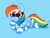 Size: 4096x3128 | Tagged: safe, artist:kittyrosie, character:rainbow dash, species:pegasus, species:pony, g4, backwards cutie mark, blue background, blushing, clothing, colored pupils, cute, cutie mark, dashabetes, ear fluff, female, floofy ears, folded wings, high res, laying on stomach, looking at you, lying down, mare, prone, raised hoof, simple background, smiling, socks, solo, stars, striped socks, tail, wings