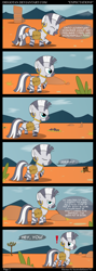 Size: 1600x4500 | Tagged: safe, artist:diegotan, character:zecora, species:zebra, comic, dialogue, female, filly, solo