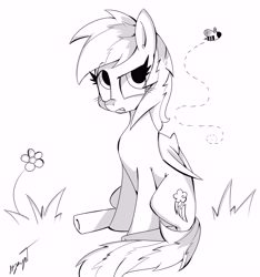 Size: 5615x6000 | Tagged: safe, artist:bloodyhellhayden, character:rainbow dash, absurd resolution, bee, female, monochrome, solo