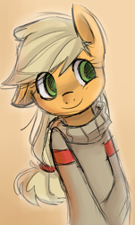 Size: 549x909 | Tagged: safe, artist:facerenon, character:applejack, clothing, female, solo, sweater