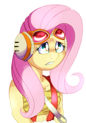 Size: 1875x2672 | Tagged: safe, artist:vicse, character:fluttershy, species:anthro, female, one piece, solo, usopp