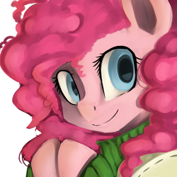 Size: 2100x2100 | Tagged: safe, artist:facerenon, character:pinkie pie, close-up, clothing, female, portrait, solo