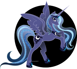 Size: 2539x2282 | Tagged: safe, artist:ladyamaltea, character:princess luna, species:alicorn, species:pony, g4, abstract background, alternate cutie mark, female, high res, mare, older, rearing, simple background, solo, transparent background, ultimate luna