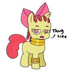 Size: 800x769 | Tagged: safe, artist:midnight-wizard, character:apple bloom, species:earth pony, species:pony, alternate hairstyle, armband, cornrows, female, filly, hug life, solo, thug life