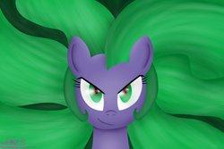 Size: 3000x2000 | Tagged: safe, artist:mikoruthehedgehog, character:mane-iac, species:pony, episode:power ponies, g4, my little pony: friendship is magic, season 4, female, looking at you, mare, signature, smiling, smirk, solo
