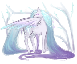 Size: 1280x1067 | Tagged: safe, artist:blueteardrop, character:tree of harmony, species:alicorn, species:pony, female, long mane, mare, ponified, simple background, solo, tree of harmony, white background